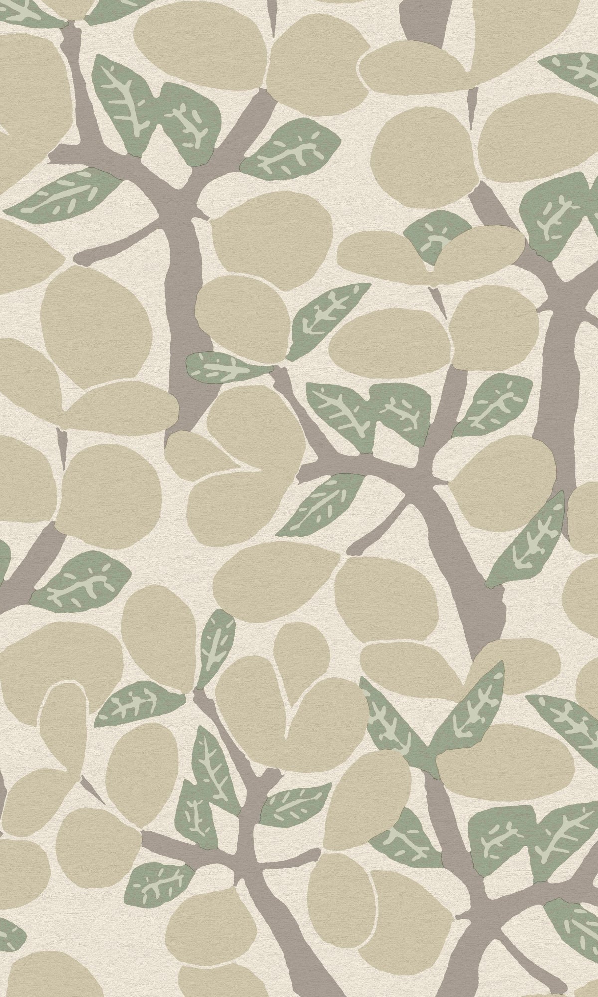 White & Cream Twig Tree Tropical Wallpaper R9089