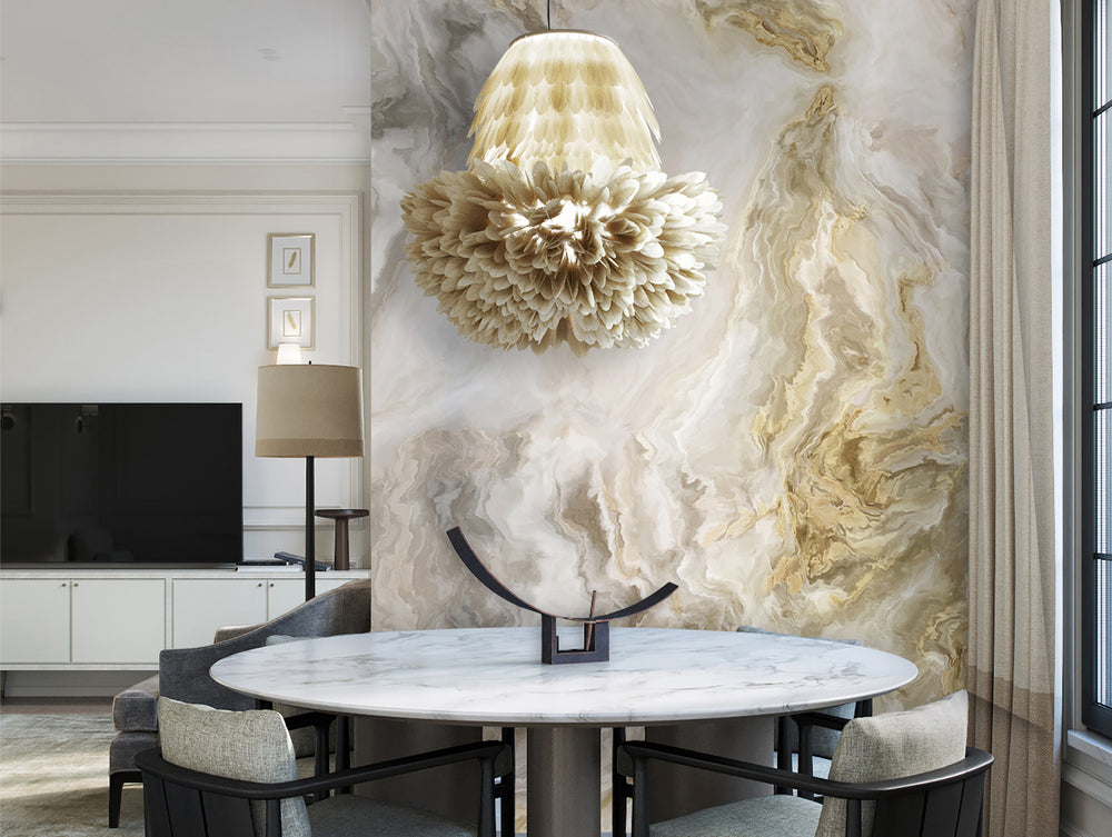 Yellow Luxurious Marble Mural Wallpaper M1147