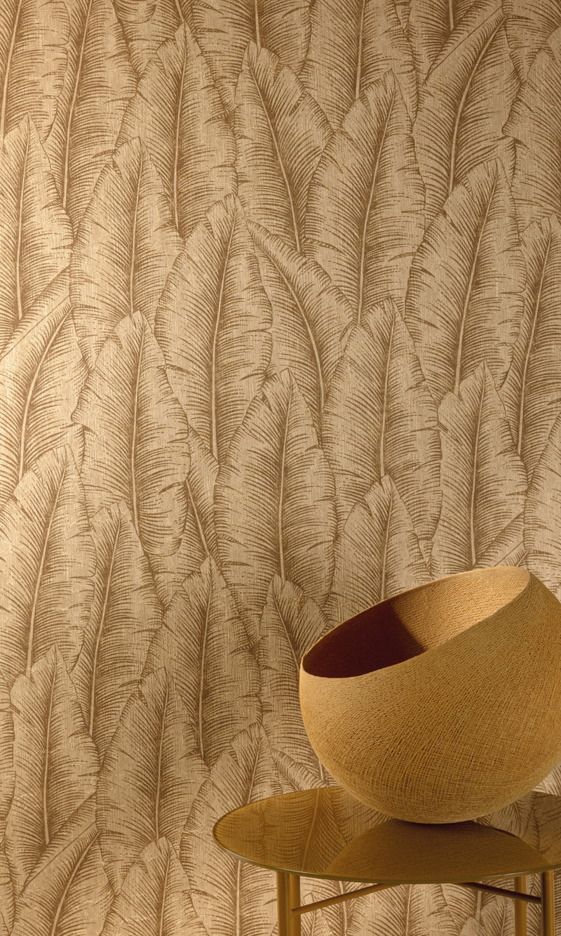 Yellow Tropical Leaves Botanical Wallpaper R8732