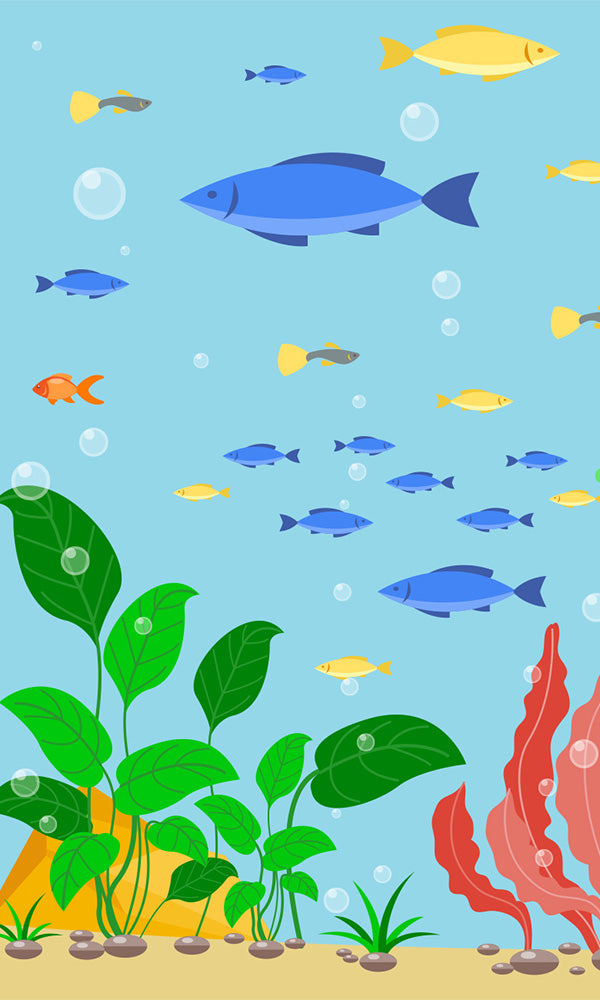 Blue School of Fish Mural M9907-Sample