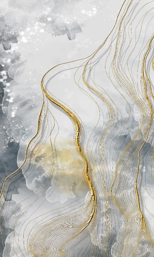 Grey Golden Veins Mural M9953-Sample