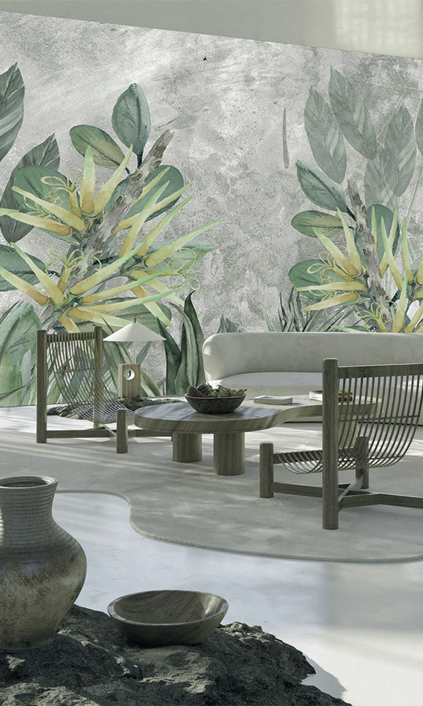Green Urban Overgrowth Mural M9924-Sample