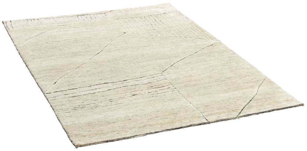 Natural Geometric Fields Hand Knotted Rectangular Luxury Rugs