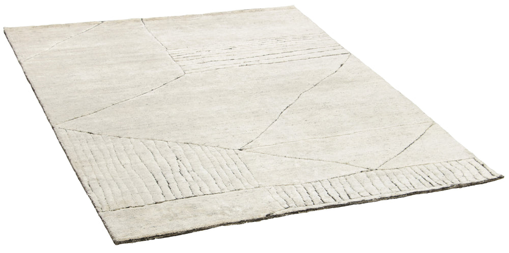 Natural Geometric Fields Hand Knotted Rectangular Luxury Rugs