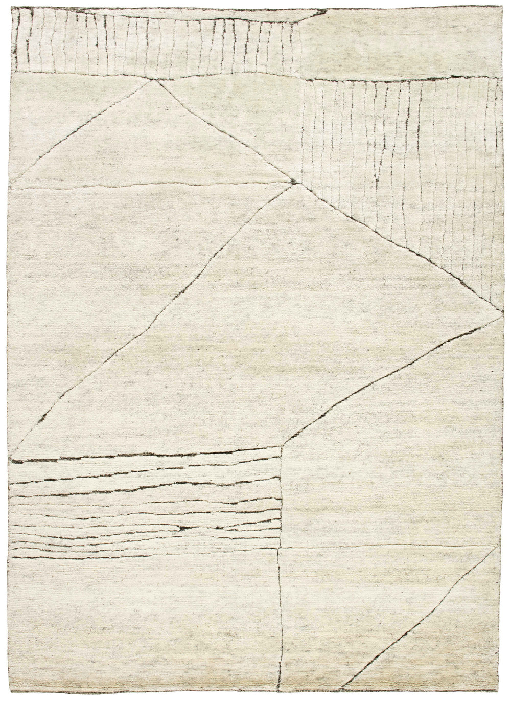 Natural Geometric Fields Hand Knotted Rectangular Luxury Rugs
