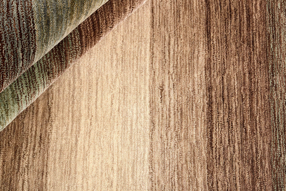 Green Multi Panoramic Stripes Handloom Rectangular Luxury Rugs