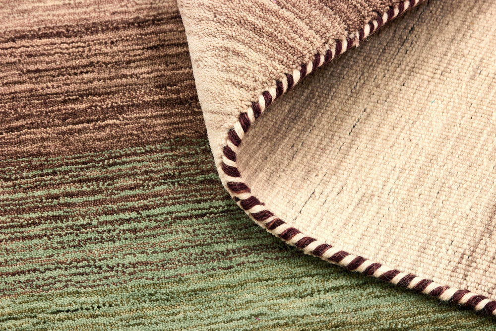 Green Multi Panoramic Stripes Handloom Rectangular Luxury Rugs