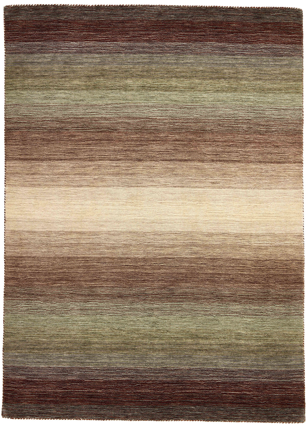 Green Multi Panoramic Stripes Handloom Rectangular Luxury Rugs