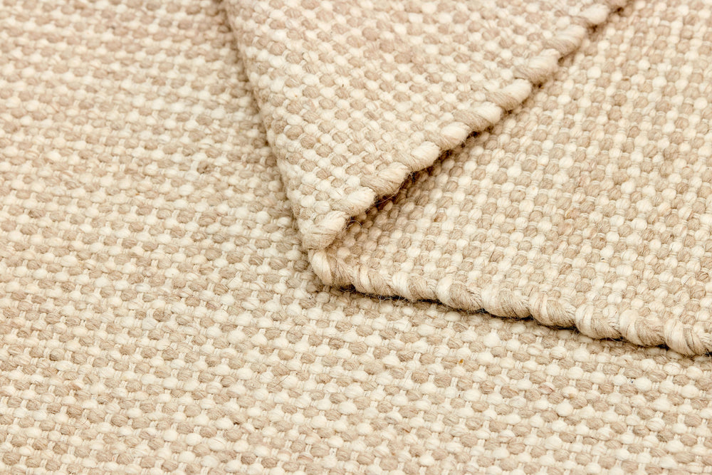 Beige Contemporary Polka Dotted Handwoven Rectangular Luxury Rugs