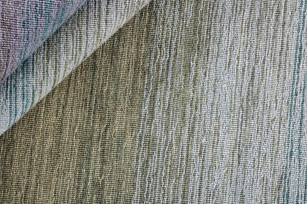 Grey Blue Abstract Panoramic Stripes Handloom Rectangular Luxury Rugs