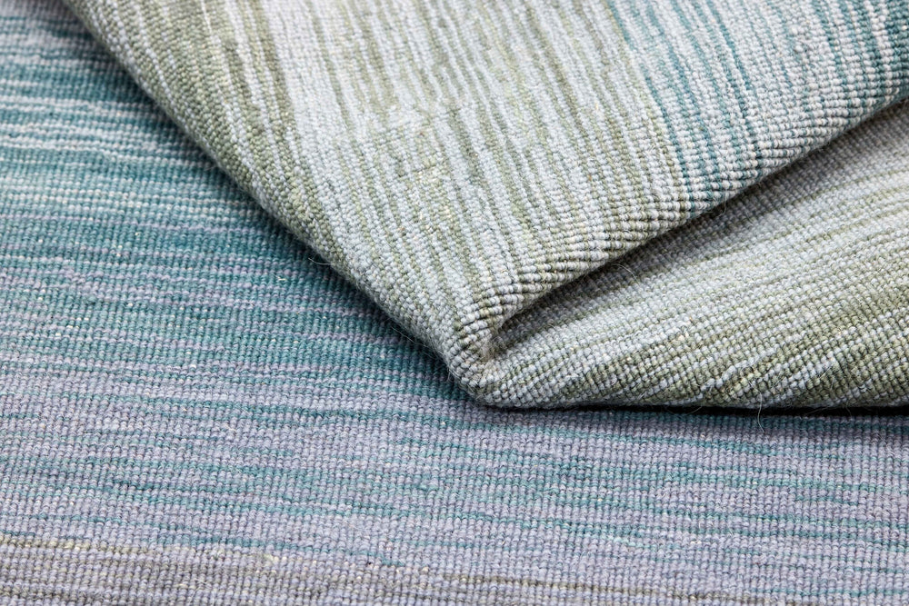 Grey Blue Abstract Panoramic Stripes Handloom Rectangular Luxury Rugs