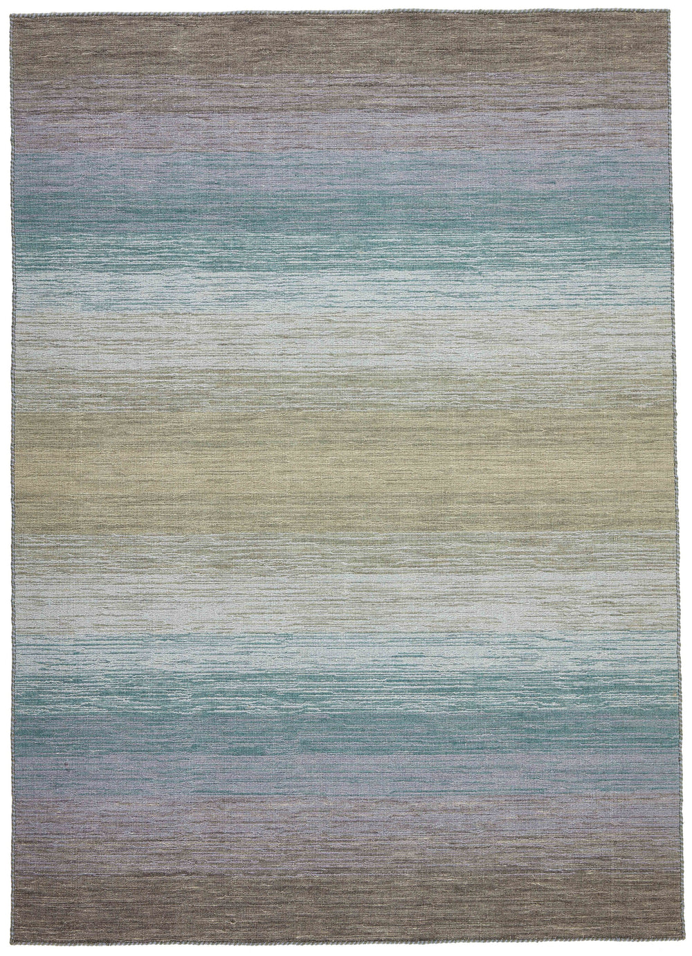 Grey Blue Abstract Panoramic Stripes Handloom Rectangular Luxury Rugs