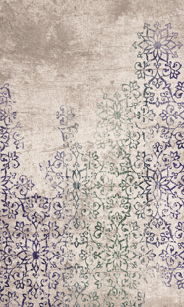 Distressed Floral Stencil Mural Wallpaper M9425
