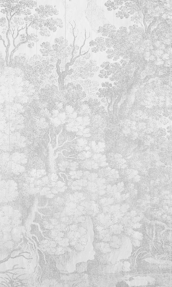 Vintage Engraved Forest Scene Mural Wallpaper M9426 - Sample