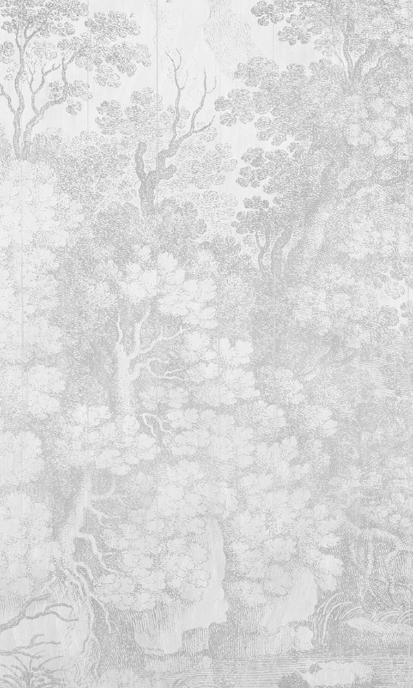 Vintage Engraved Forest Scene Mural Wallpaper M9426