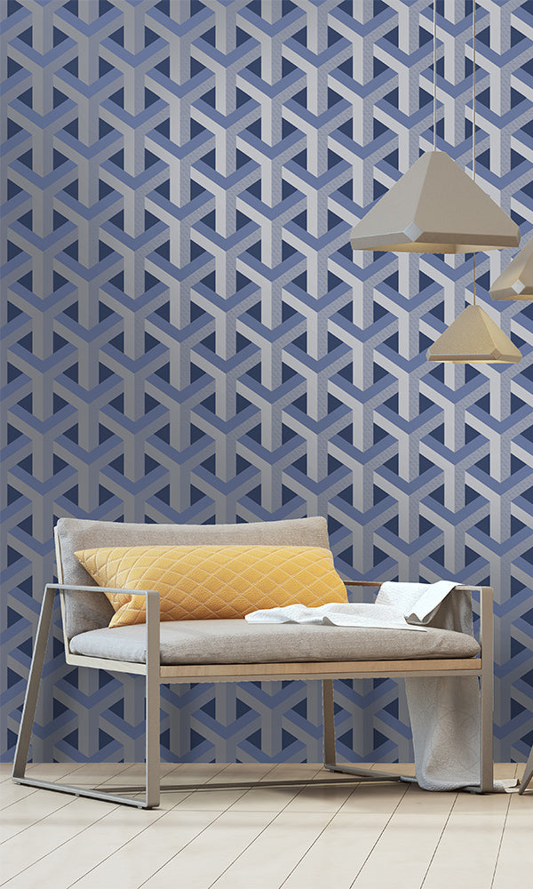 metallic geometric feature wall wallpaper