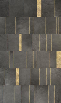 Black & Gold Metallic Marble Mural Wallpaper M9416 - Sample