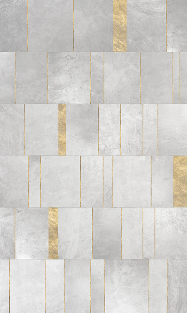 White & Gold Varied Metallic Marble Mural Wallpaper M9418