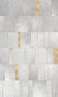 White & Gold Varied Metallic Marble Mural Wallpaper M9418 - Sample