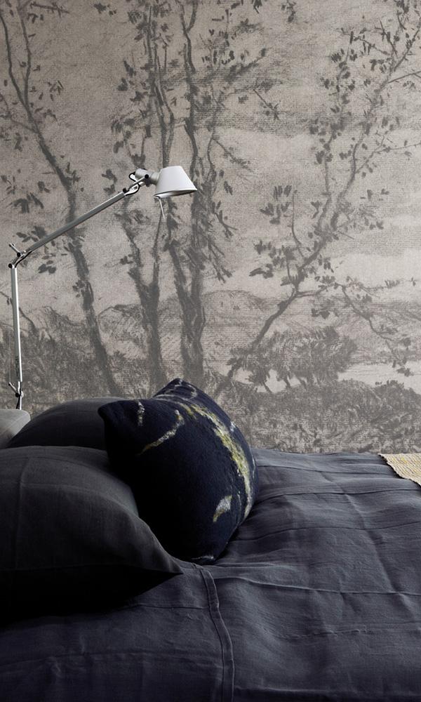 Grey Fabric Canvas Landscape Mural Wallpaper M9419 - Sample