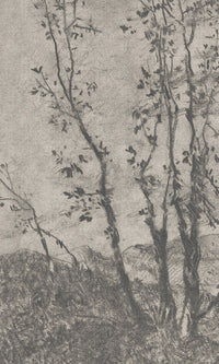Grey Fabric Canvas Landscape Mural Wallpaper M9419