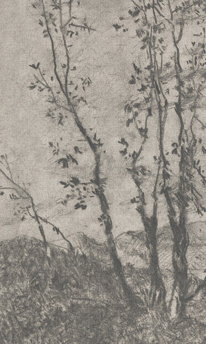 Grey Fabric Canvas Landscape Mural Wallpaper M9419