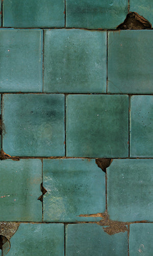 Teal Broken Tiles Mural Wallpaper M9423