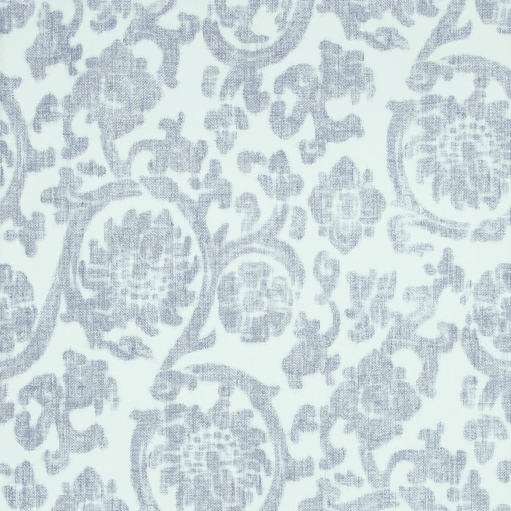 Traditional Orbital Damask White And Blue Wallpaper R4080