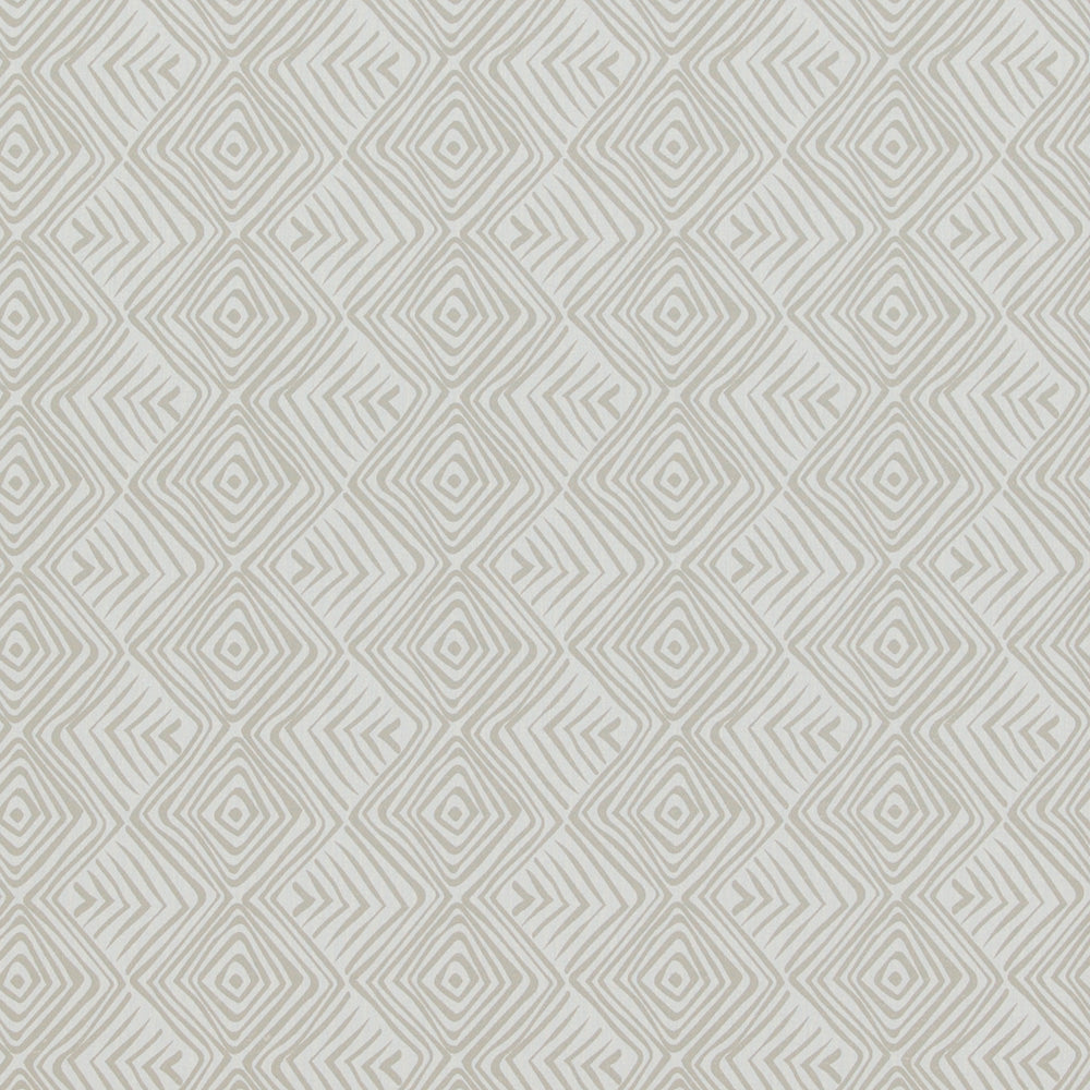 Geometric Tribal Print White And Taupe Wallpaper R4200