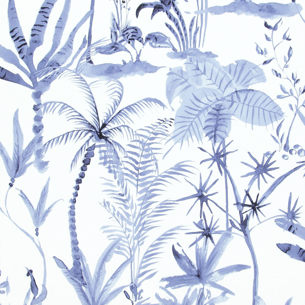 Natural Desert Tropics Navy And White Wallpaper R4199