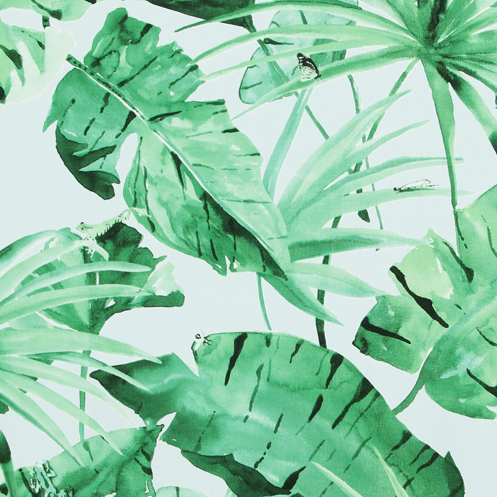 Tropical Natural Green And Baby Blue Leaves Wallpaper R4192