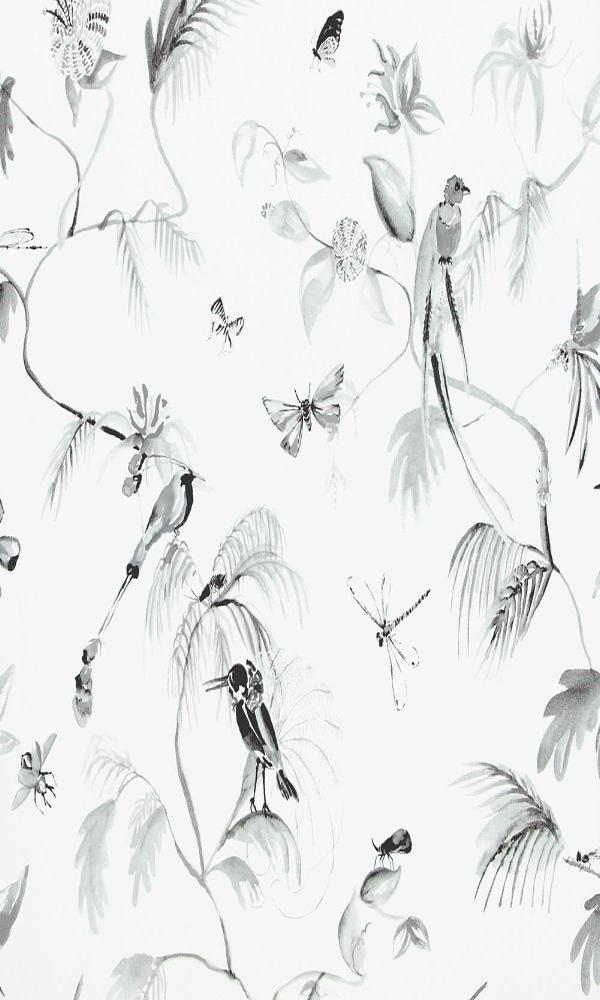 Classic Bird Of Nature White And Grey Wallpaper R4180