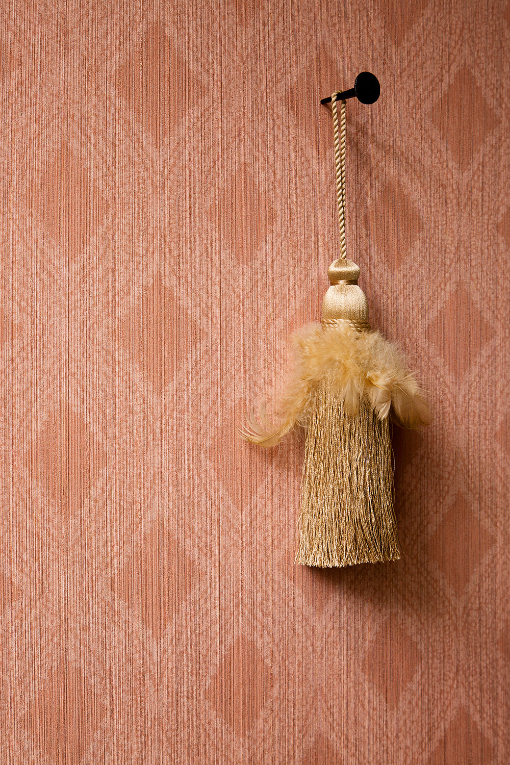 Transitional Geometric Diamond Weave Peach Wallpaper R4118