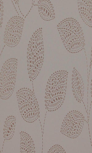 Contemporary Dashed Leaves Taupe and Rose Gold Wallpaper R4128