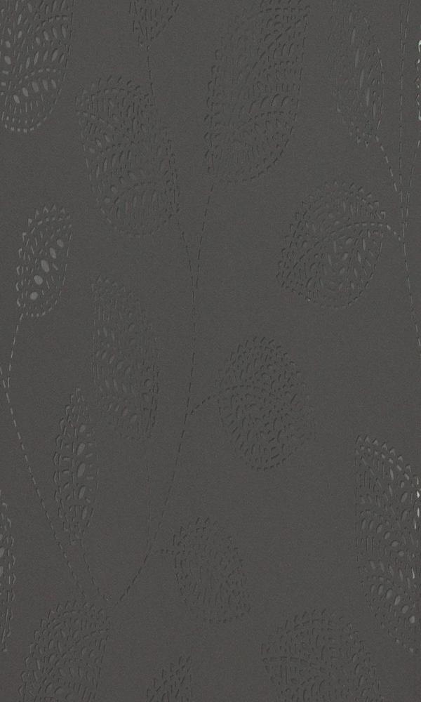 Contemporary Dashed Leaves Black And Silver Wallpaper R4126