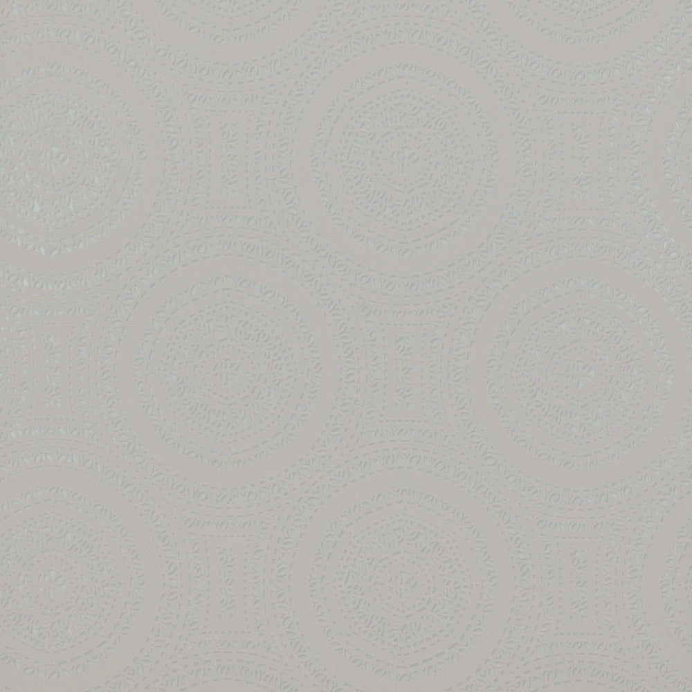 Geometric Tribal Rings Light Grey and Silver Wallpaper R4124
