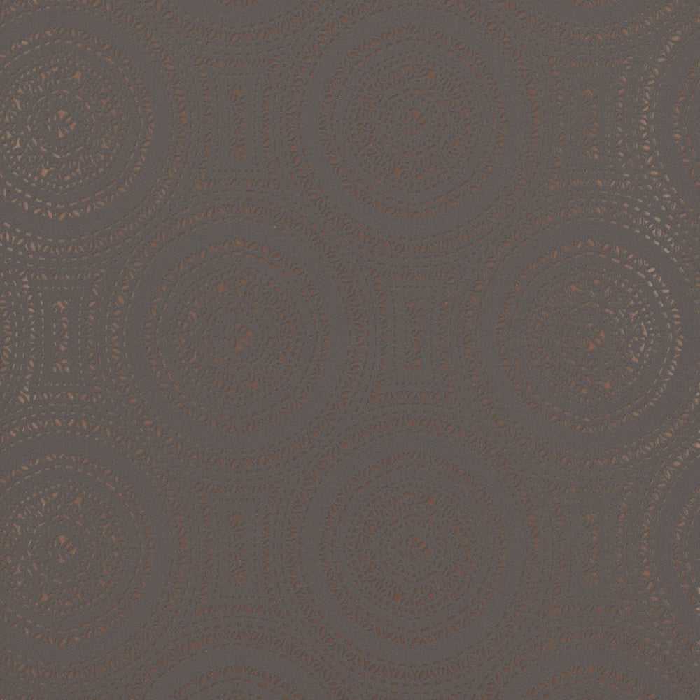 Geometric Tribal Rings Grey and Rose Gold Wallpaper R4123