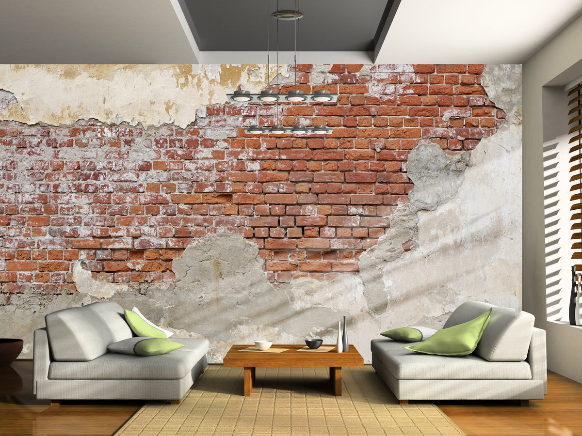 Brick Through Concrete Mural Wallpaper M9324
