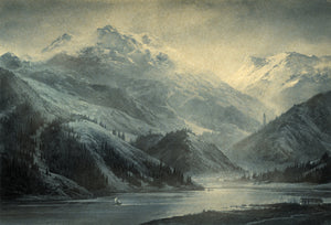 Vintage Engraved Mountains Mural Wallpaper M9450