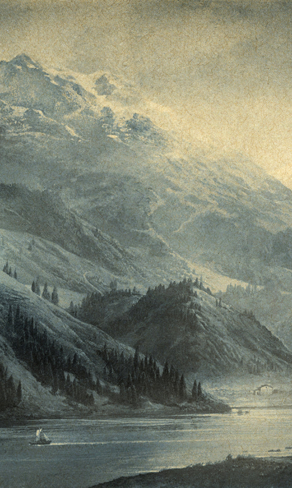 Vintage Engraved Mountains Digital Wallpaper M9450. Digital wallcovering.
