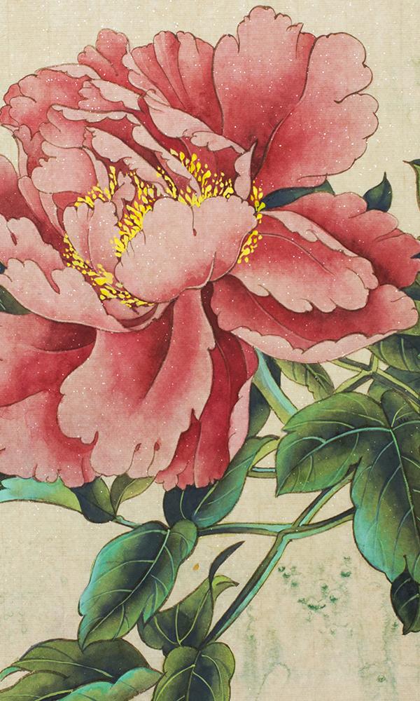 Pink Japanese Blooming Peony Mural Wallpaper M9454. Digital Wallcoverings. Mural Wallpaper. Digital wallpaper.