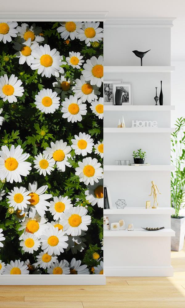 overgrowth daisies living wall wallpaper mural