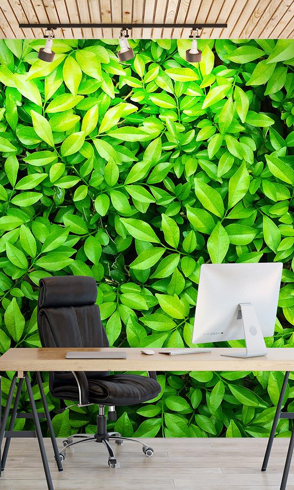 lush leaves living wall wallpaper mural