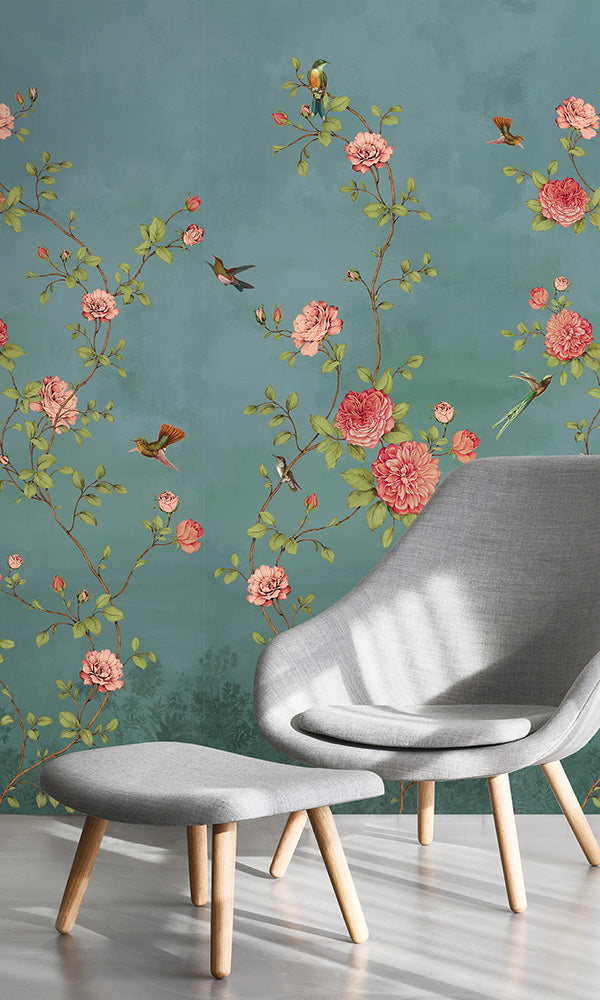 vintage floral chinoiserie wallpaper