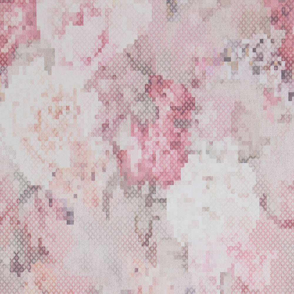 Pink Pixellated Floral Wallpaper R4658 | Luxury Bedroom Wall Ideas