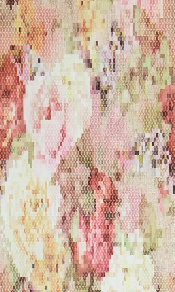 Pixellated Floral Wallpaper R4656 | Abstract Home Wall Covering