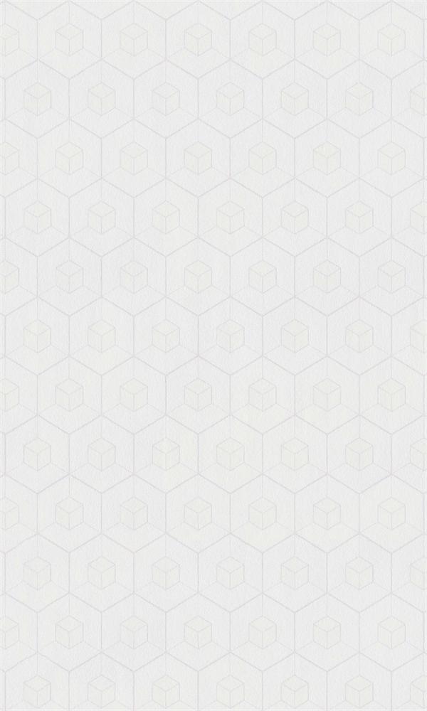 White Embedded Geometric Wallpaper R5714