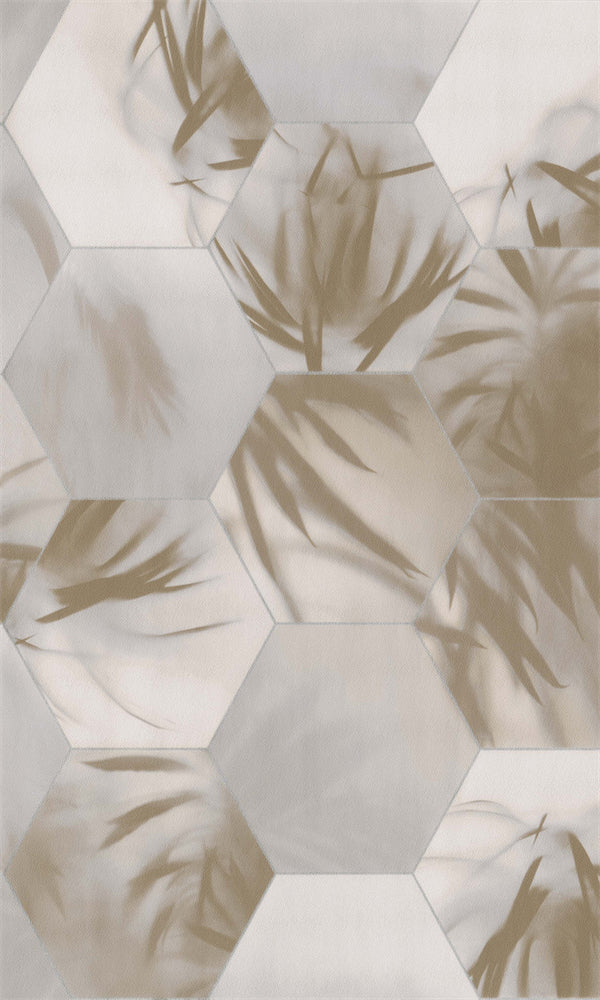 Beige & Gold Tropical Mosaic Textured Wallpaper R5711