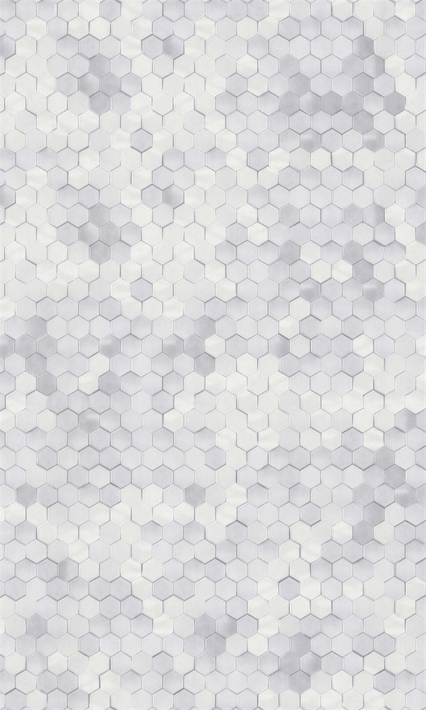 White Shimmering Hexagons Geometric Wallpaper R5675