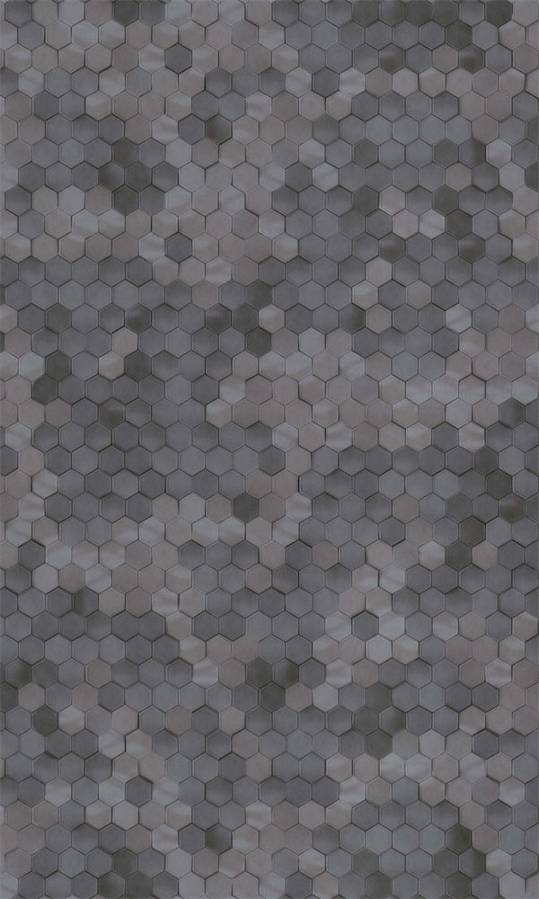 Dark Grey Shimmering Hexagons Wallpaper R5676